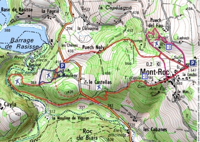 Plan des sentiers de randonnées de Mont-Roc